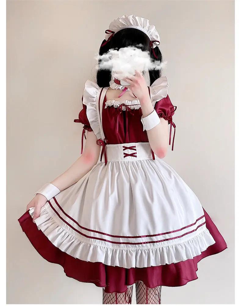 Japanese black and white maid outfit women's clothing big shot daily lolita maid cute lolita dress plus size cos by eprolo