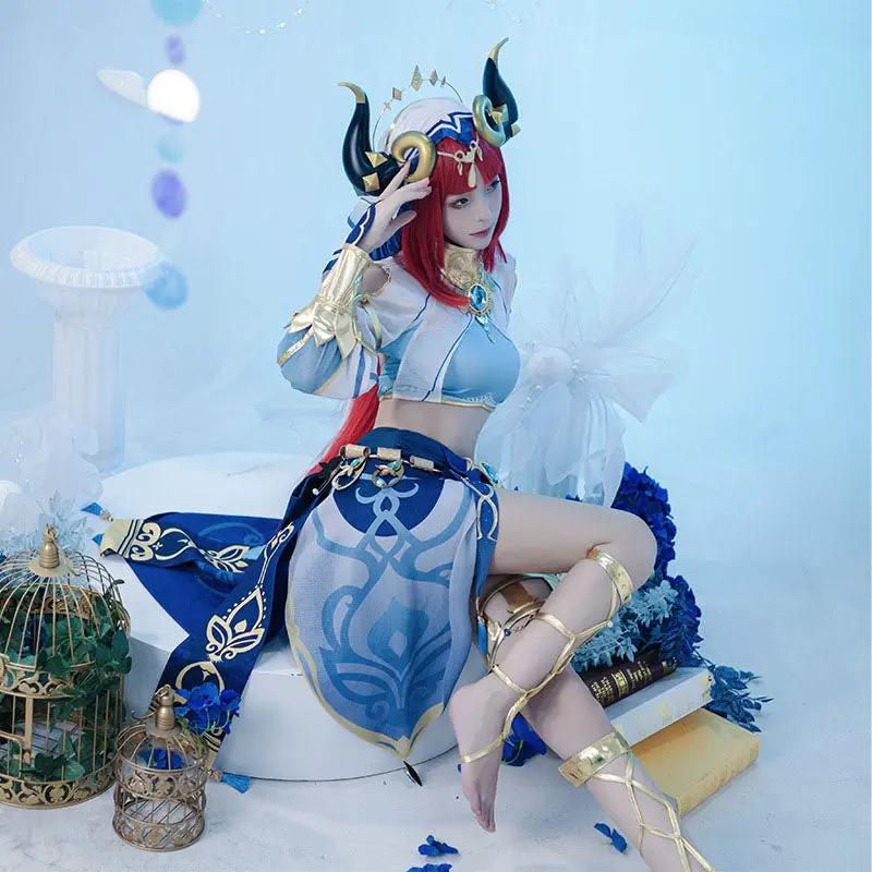 Genshin Impact Nilu Cos Dressed in Lotus Light, Dancing Feast, Xu Mi, Dancer, Exotic Style, Full Cosplay Costume, Female by eprolo