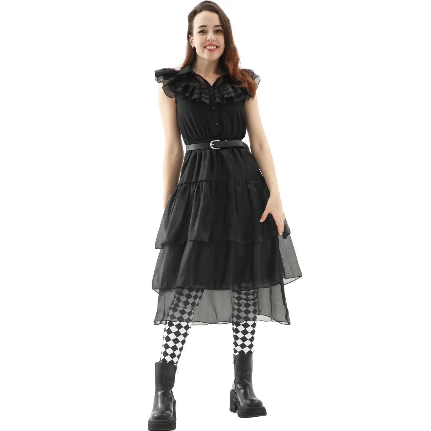 Wednesday Adams Family COS Dress Wednesday Dress Halloween Punk Dress by eprolo
