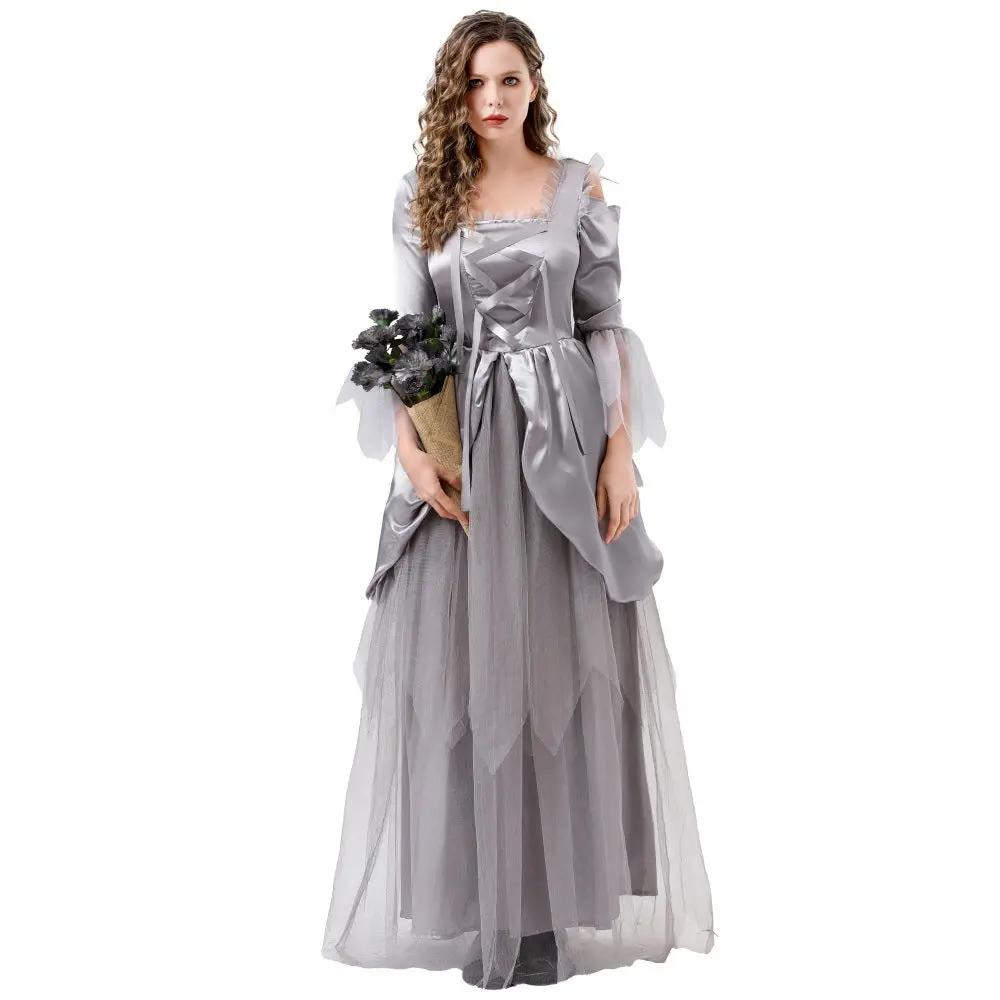 Lady Halloween Cos Ghost Bride Gray Dress Costume Party Role Play Stage Performance Outfit by eprolo