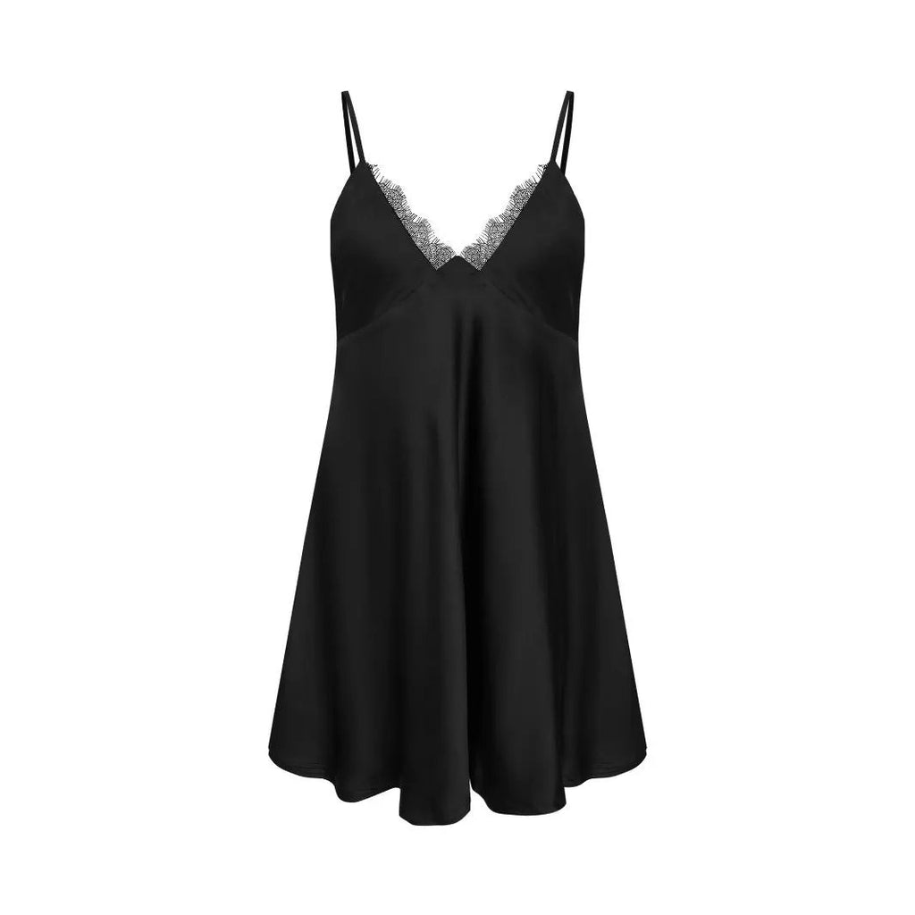 Sexy Lace Trim V-Neck Strap Dress for Women, Short Mini Dress, Sexy and Elegant Style, High-Quality Fabric, Slim Fit, Fashionable and Charming Design by eprolo