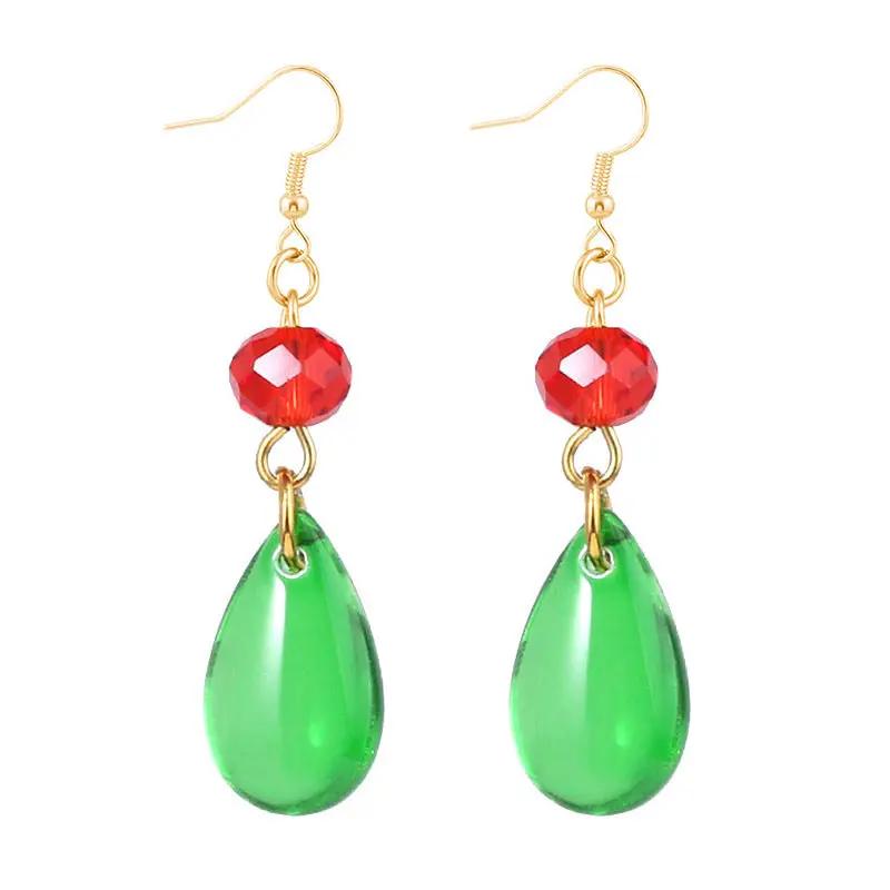 Anime emerald Hal Hall same style zircon copper earrings cos peripherals no need for ear piercing by eprolo