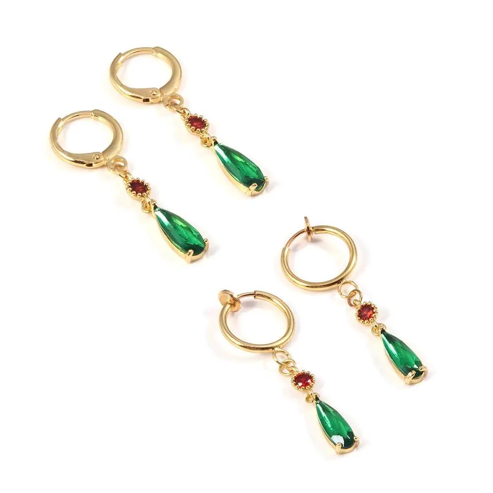 Anime emerald Hal Hall same style zircon copper earrings cos peripherals no need for ear piercing by eprolo