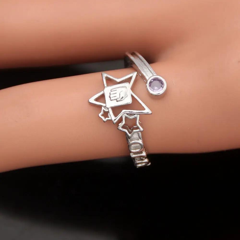 Anime JoJo's Bizarre Adventure Anime JoJo's Bizarre Adventure Josuke Higashikata Star Ring Stand Platinum Heart COS Ring by eprolo
