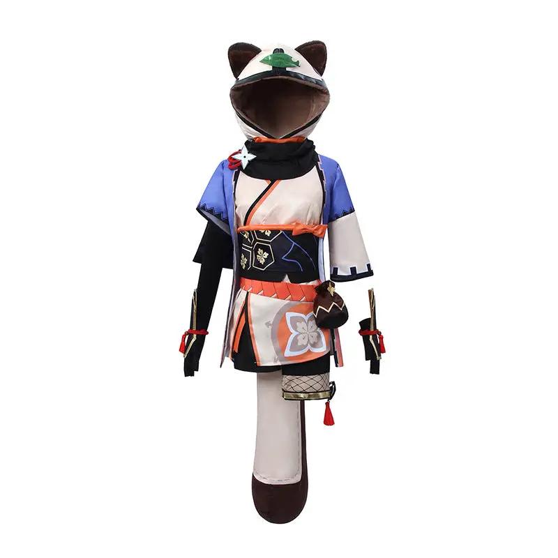 Genshin Impact Naolizhiracoon dog early pomelo cos suit tail hat accessories anime show suit game cosplay suit woman by eprolo