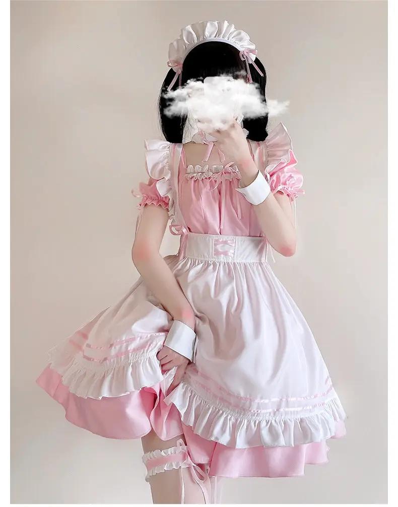 Japanese black and white maid outfit women's clothing big shot daily lolita maid cute lolita dress plus size cos by eprolo