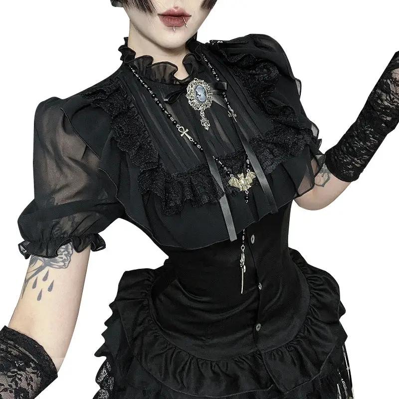 Gorgeous Gothic shirt versatile dark style cos pure desire high-end short top by eprolo