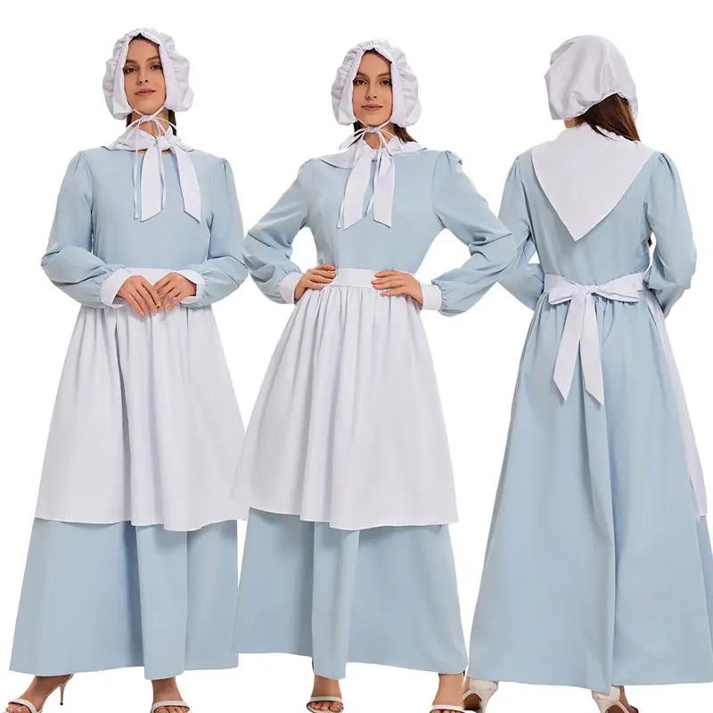 Halloween COS Blue Dress Skirt Manor Small Fresh Countryside Farm Ranch by eprolo