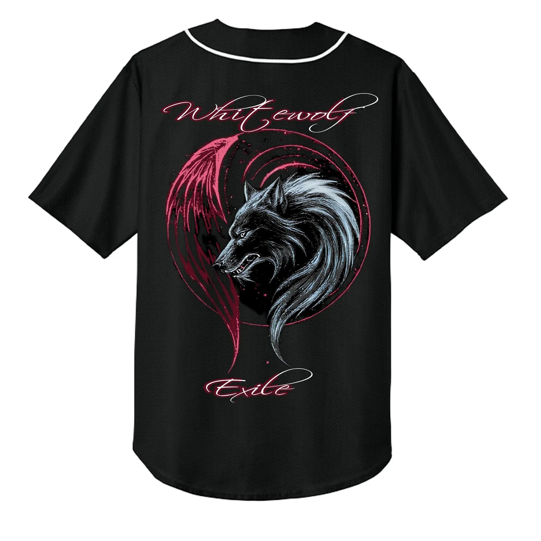 Black moisture-wicking baseball top with a red and white horse graphic and cursive text.