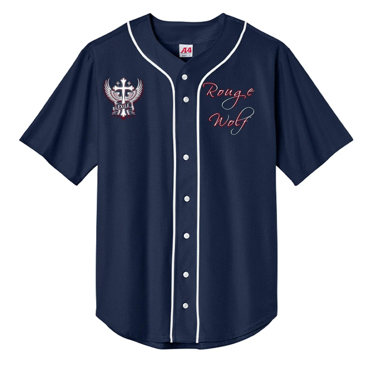 Baseball Top A4 N4184 Short Sleeve Full Button Moisture Wicking Polyester