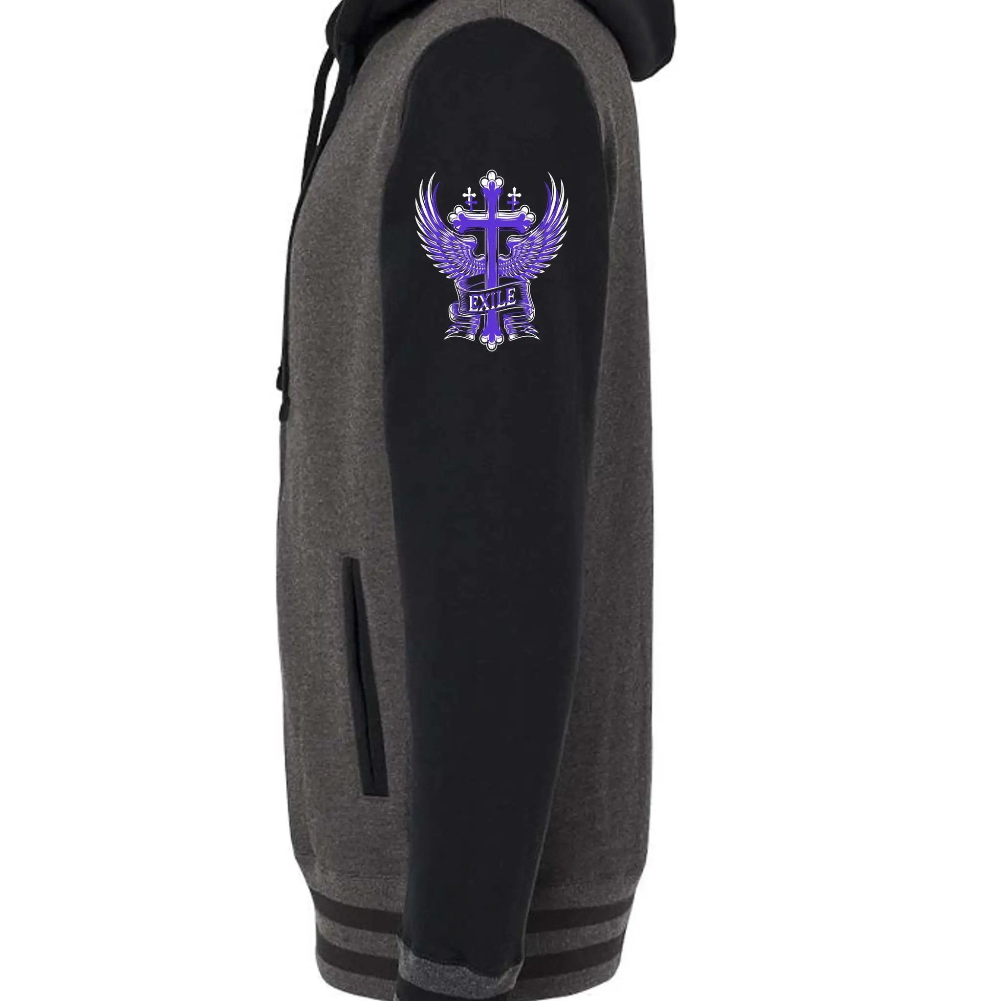 Charcoal Heather/ Black - IND45UVZ - SLEEVE_LEFT